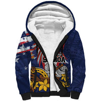 USA-American Samoa Flag Day Personalized Sherpa Hoodie Bald Eagle Polynesian Tribal Pattern