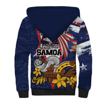 USA-American Samoa Flag Day Personalized Sherpa Hoodie Bald Eagle Polynesian Tribal Pattern