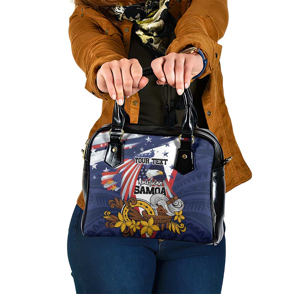 USA-American Samoa Flag Day Personalized Shoulder Handbag Bald Eagle Polynesian Tribal Pattern