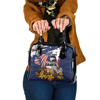 USA-American Samoa Flag Day Personalized Shoulder Handbag Bald Eagle Polynesian Tribal Pattern