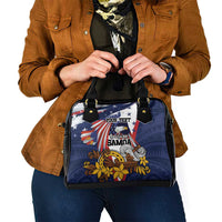 USA-American Samoa Flag Day Personalized Shoulder Handbag Bald Eagle Polynesian Tribal Pattern