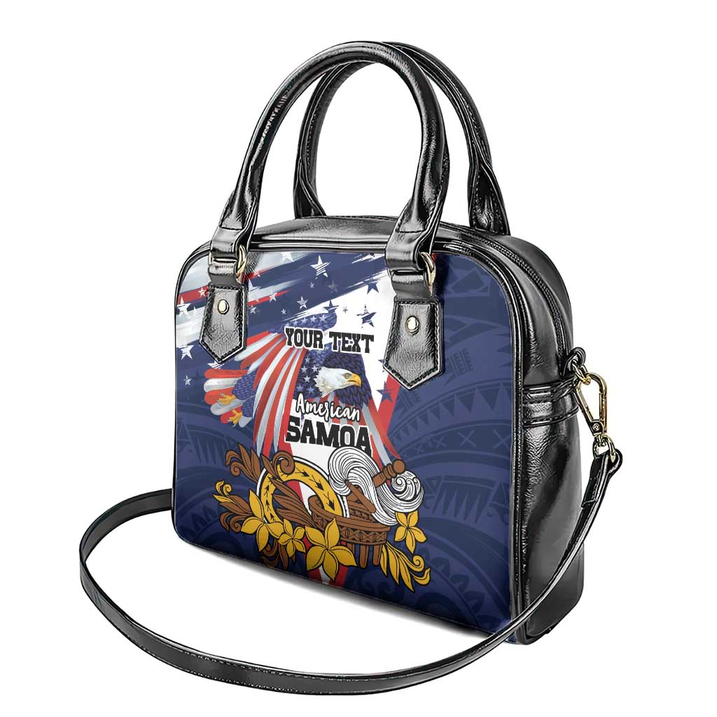 USA-American Samoa Flag Day Personalized Shoulder Handbag Bald Eagle Polynesian Tribal Pattern
