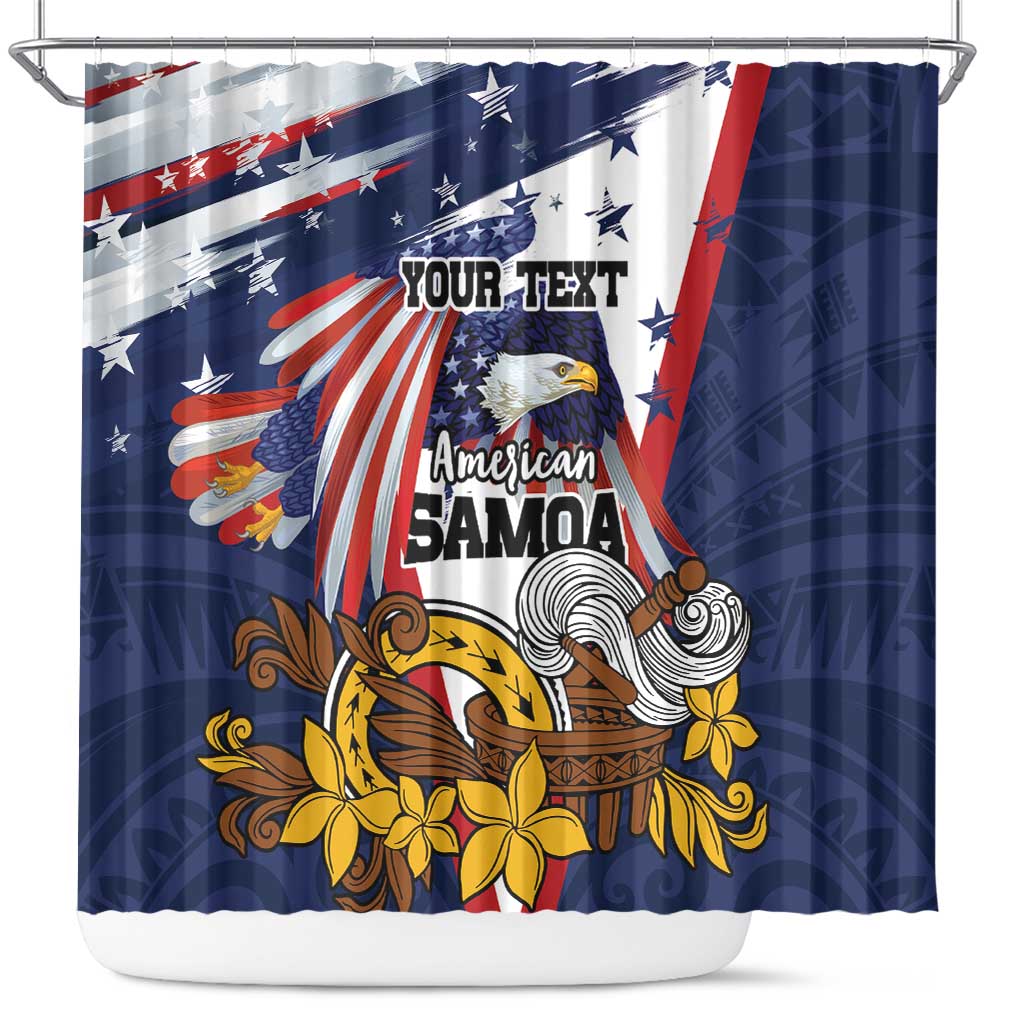 USA-American Samoa Flag Day Personalized Shower Curtain Bald Eagle Polynesian Tribal Pattern