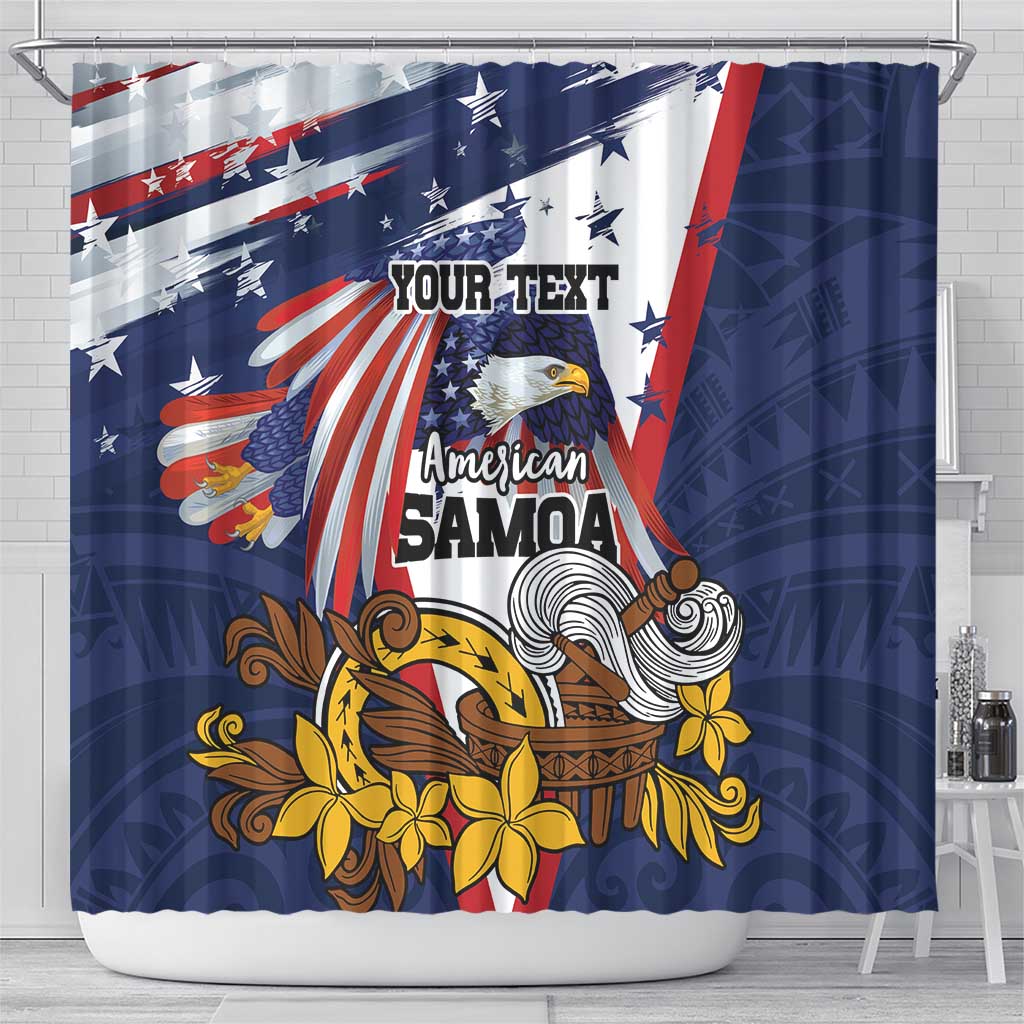 USA-American Samoa Flag Day Personalized Shower Curtain Bald Eagle Polynesian Tribal Pattern
