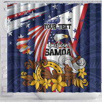 USA-American Samoa Flag Day Personalized Shower Curtain Bald Eagle Polynesian Tribal Pattern
