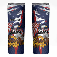 USA-American Samoa Flag Day Personalized Skinny Tumbler Bald Eagle Polynesian Tribal Pattern