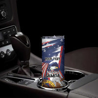 USA-American Samoa Flag Day Personalized Skinny Tumbler Bald Eagle Polynesian Tribal Pattern