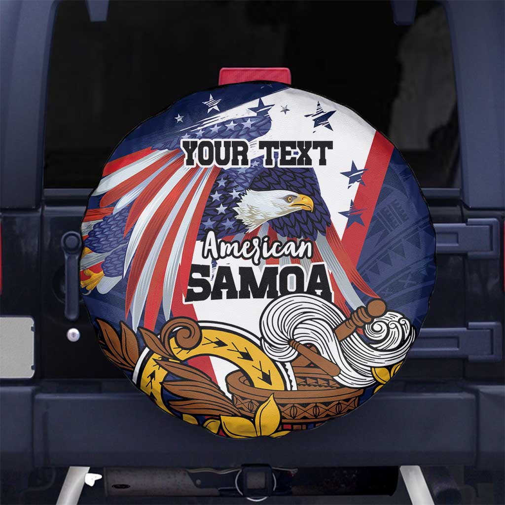 USA-American Samoa Flag Day Personalized Spare Tire Cover Bald Eagle Polynesian Tribal Pattern