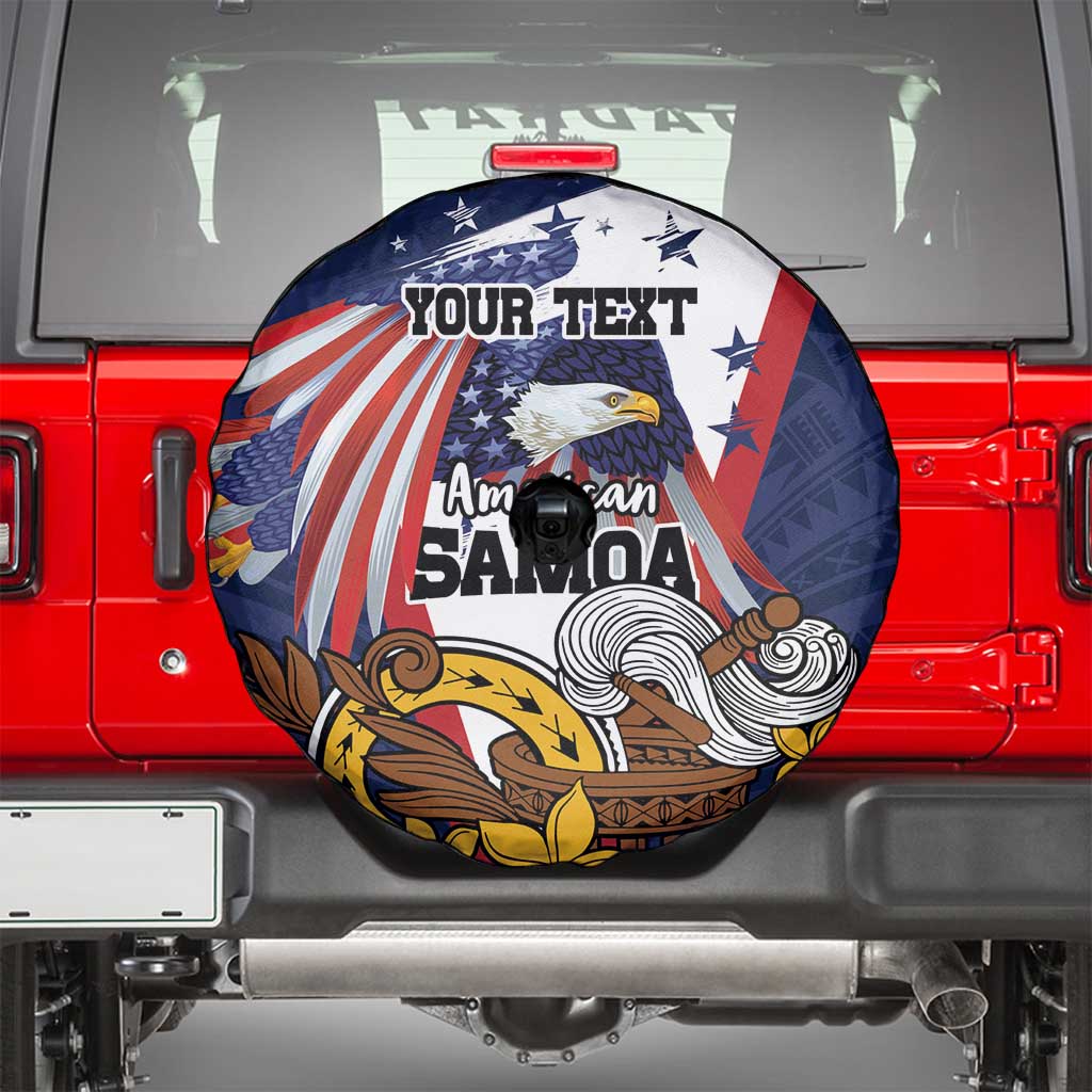USA-American Samoa Flag Day Personalized Spare Tire Cover Bald Eagle Polynesian Tribal Pattern