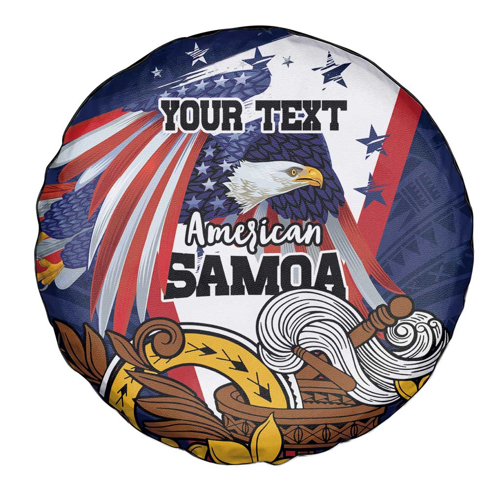 USA-American Samoa Flag Day Personalized Spare Tire Cover Bald Eagle Polynesian Tribal Pattern
