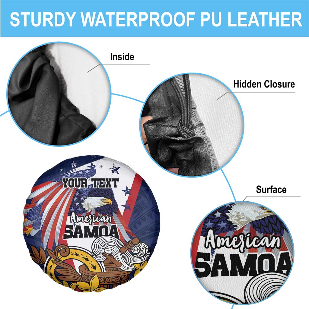 USA-American Samoa Flag Day Personalized Spare Tire Cover Bald Eagle Polynesian Tribal Pattern