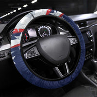 USA-American Samoa Flag Day Steering Wheel Cover Bald Eagle Polynesian Tribal Pattern