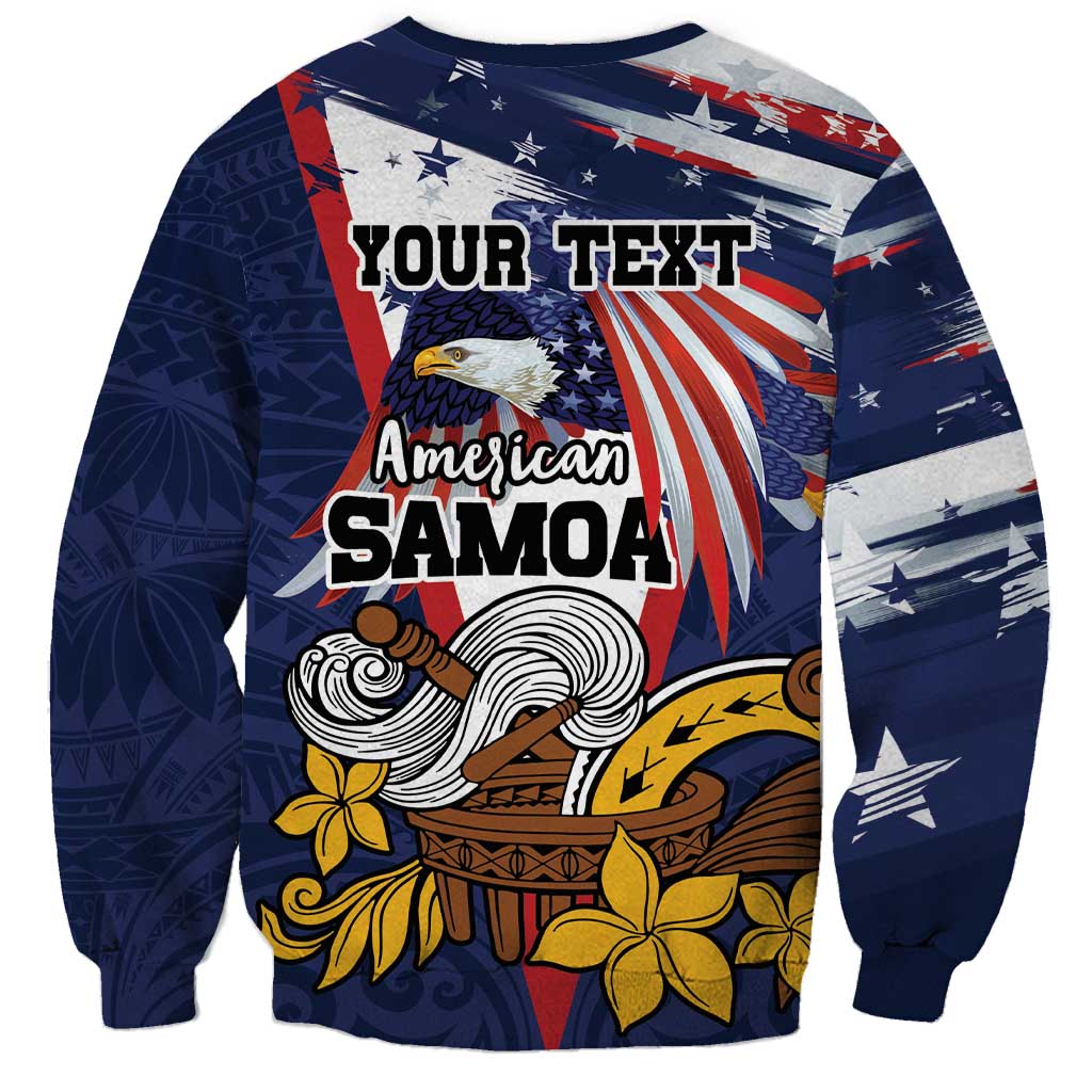 USA-American Samoa Flag Day Personalized Sweatshirt Bald Eagle Polynesian Tribal Pattern