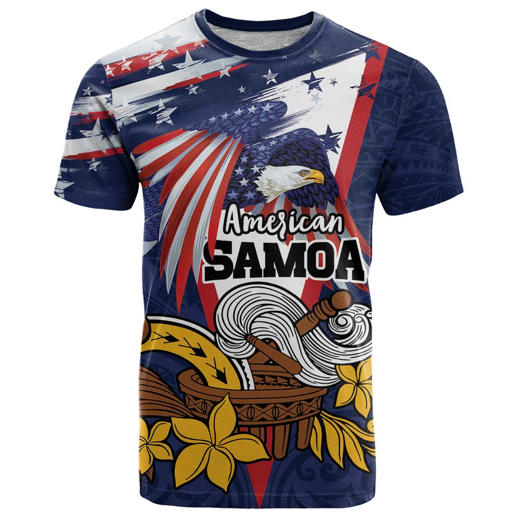 USA-American Samoa Flag Day Personalized T Shirt Bald Eagle Polynesian Tribal Pattern