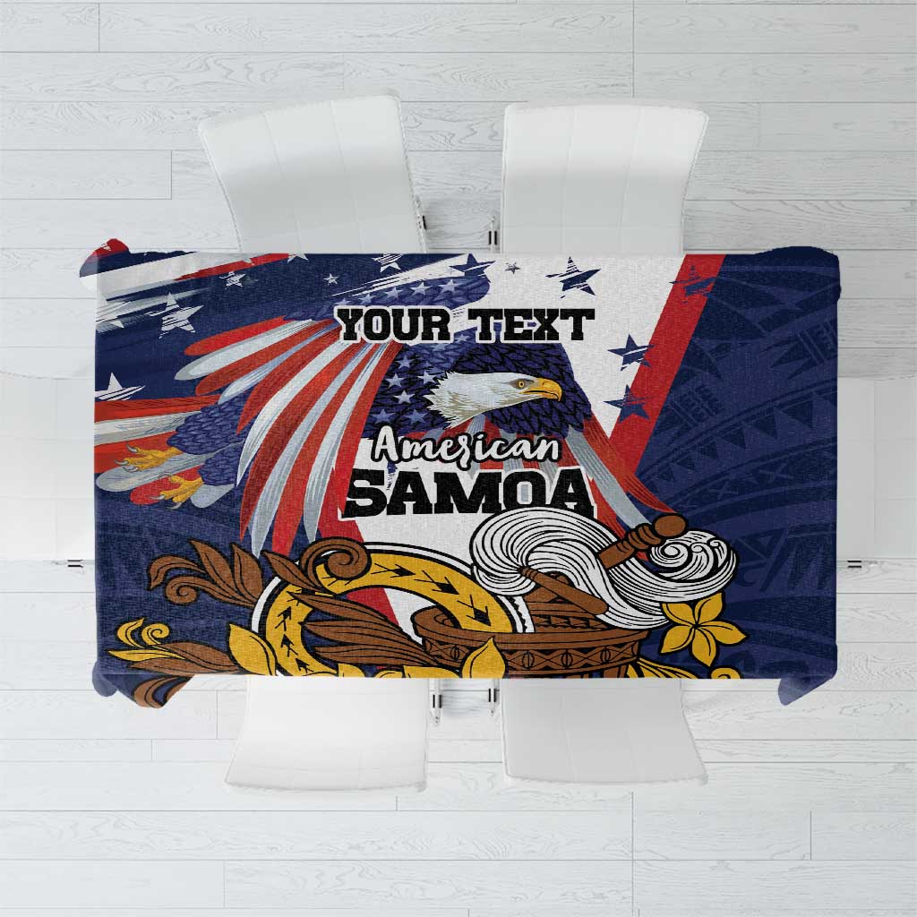USA-American Samoa Flag Day Personalized Tablecloth Bald Eagle Polynesian Tribal Pattern