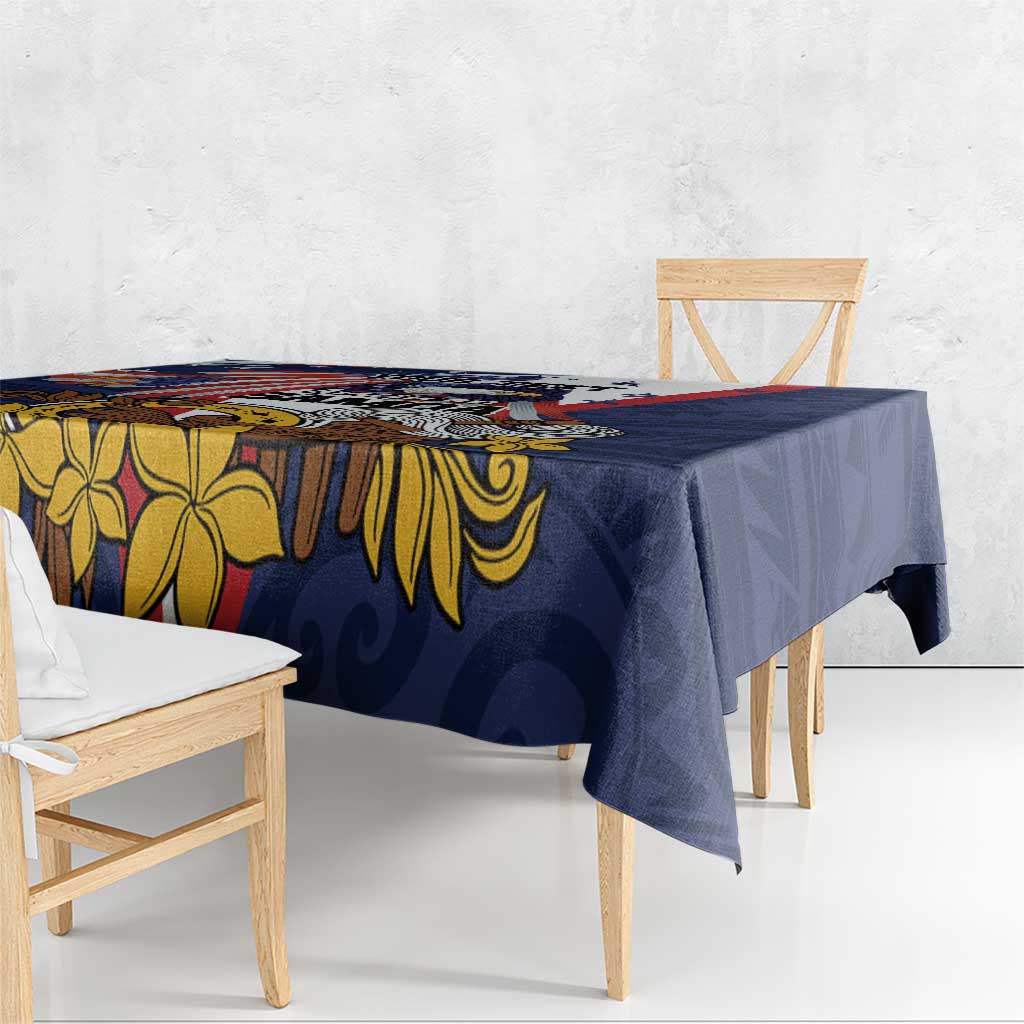 USA-American Samoa Flag Day Personalized Tablecloth Bald Eagle Polynesian Tribal Pattern