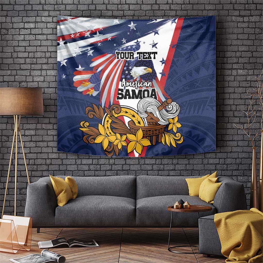 USA-American Samoa Flag Day Personalized Tapestry Bald Eagle Polynesian Tribal Pattern