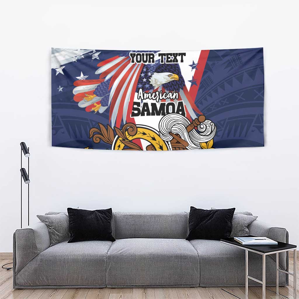 USA-American Samoa Flag Day Personalized Tapestry Bald Eagle Polynesian Tribal Pattern