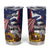 USA-American Samoa Flag Day Personalized Tumbler Cup Bald Eagle Polynesian Tribal Pattern