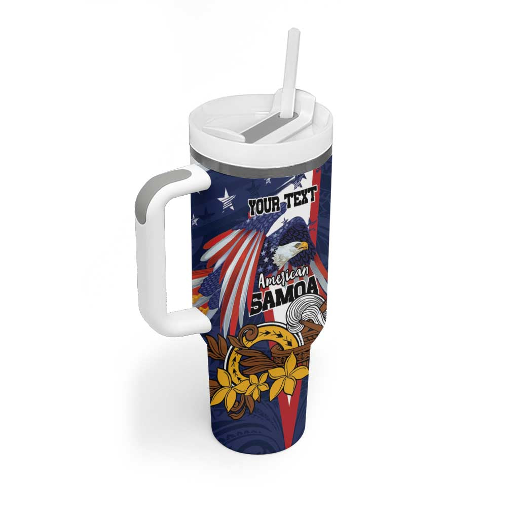 USA-American Samoa Flag Day Personalized Tumbler With Handle Bald Eagle Polynesian Tribal Pattern