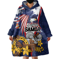 USA-American Samoa Flag Day Personalized Wearable Blanket Hoodie Bald Eagle Polynesian Tribal Pattern