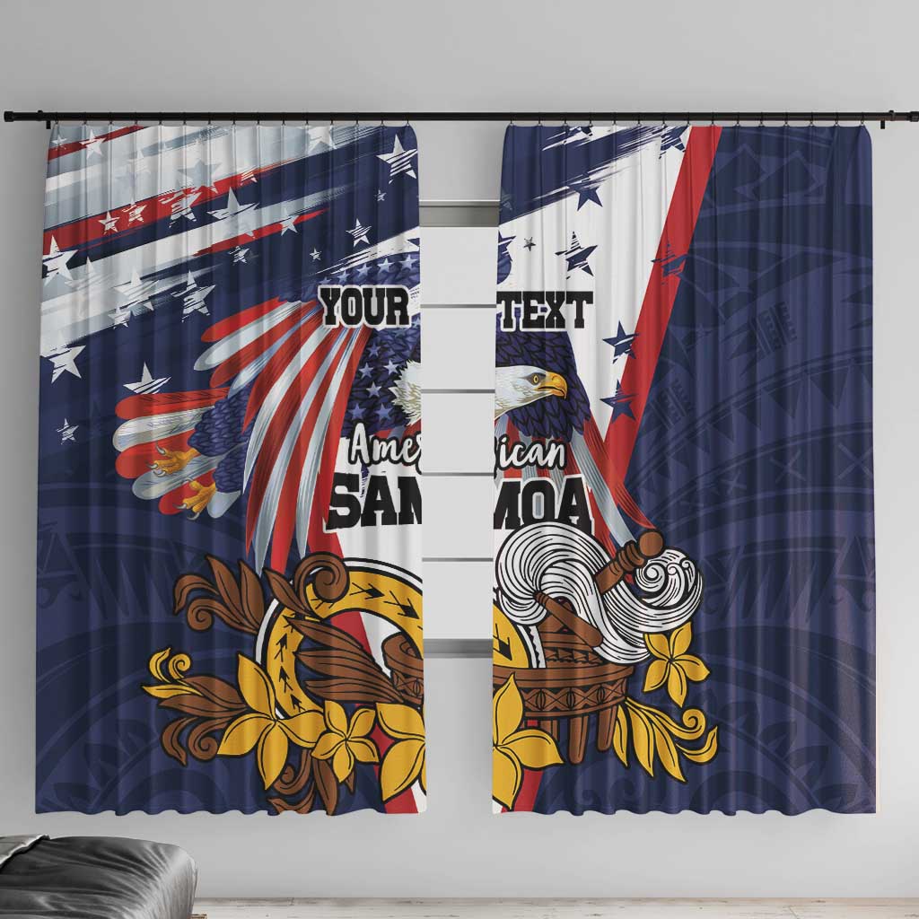 USA-American Samoa Flag Day Personalized Window Curtain Bald Eagle Polynesian Tribal Pattern