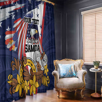 USA-American Samoa Flag Day Personalized Window Curtain Bald Eagle Polynesian Tribal Pattern