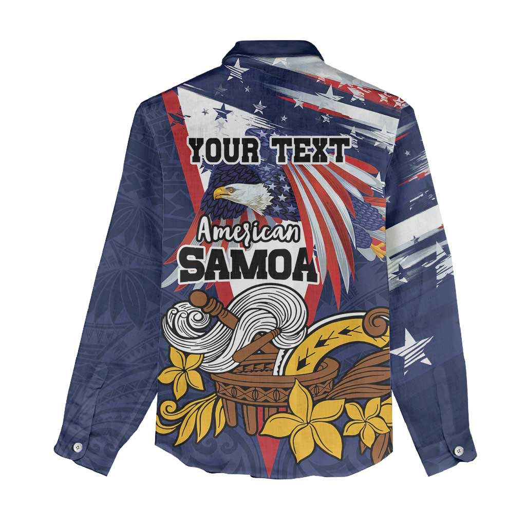 USA-American Samoa Flag Day Personalized Women Casual Shirt Bald Eagle Polynesian Tribal Pattern