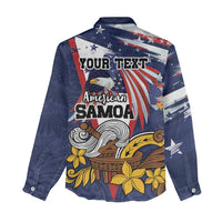 USA-American Samoa Flag Day Personalized Women Casual Shirt Bald Eagle Polynesian Tribal Pattern