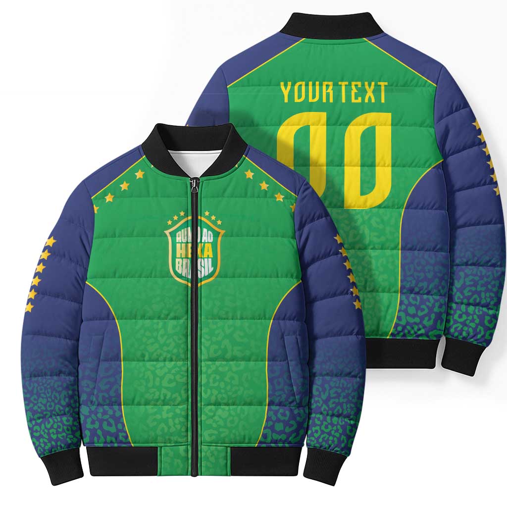 Custom Brazil Victory Dream Bomber Puffer Jacket Rumo Ao Hexa