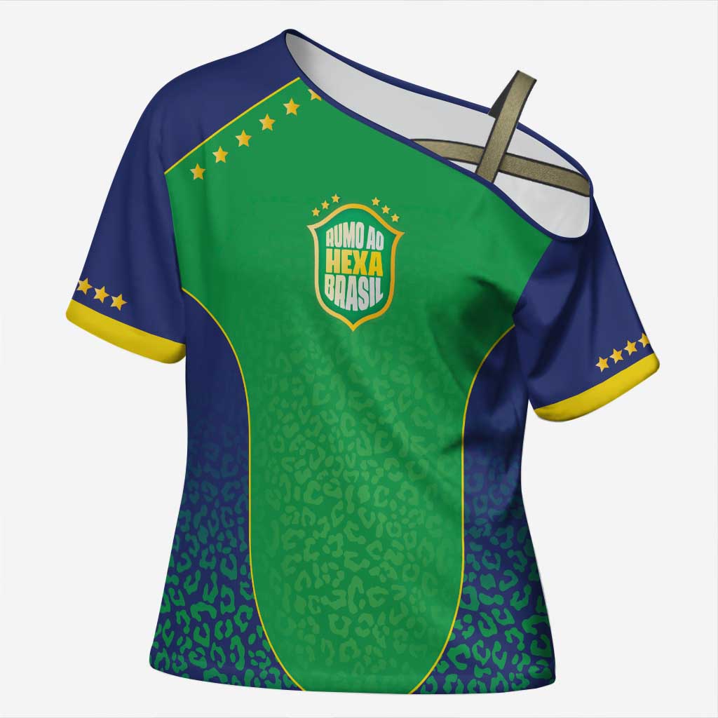 Custom Brazil Victory Dream Cross Shoulder Shirt Rumo Ao Hexa