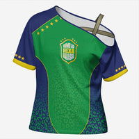 Custom Brazil Victory Dream Cross Shoulder Shirt Rumo Ao Hexa