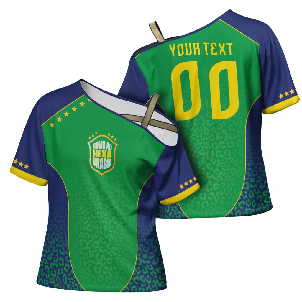 Custom Brazil Victory Dream Cross Shoulder Shirt Rumo Ao Hexa