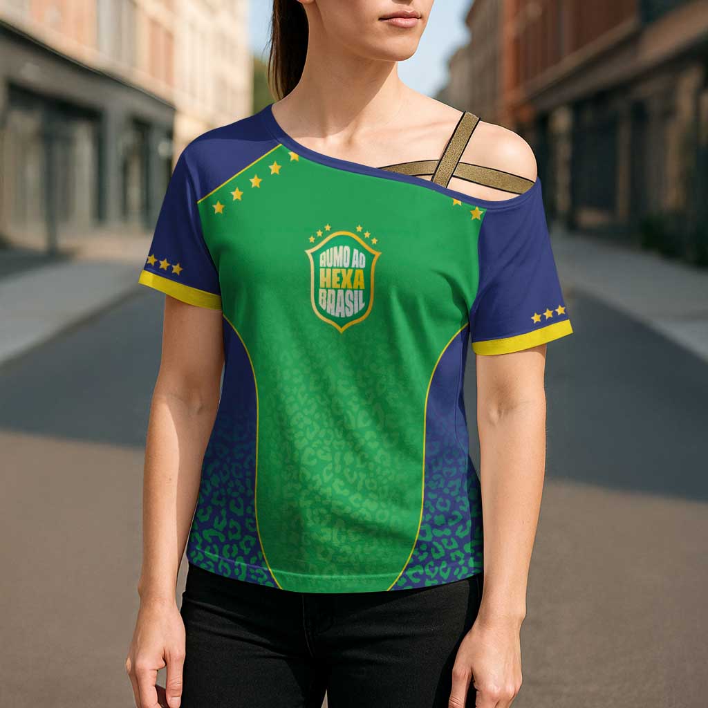 Custom Brazil Victory Dream Cross Shoulder Shirt Rumo Ao Hexa