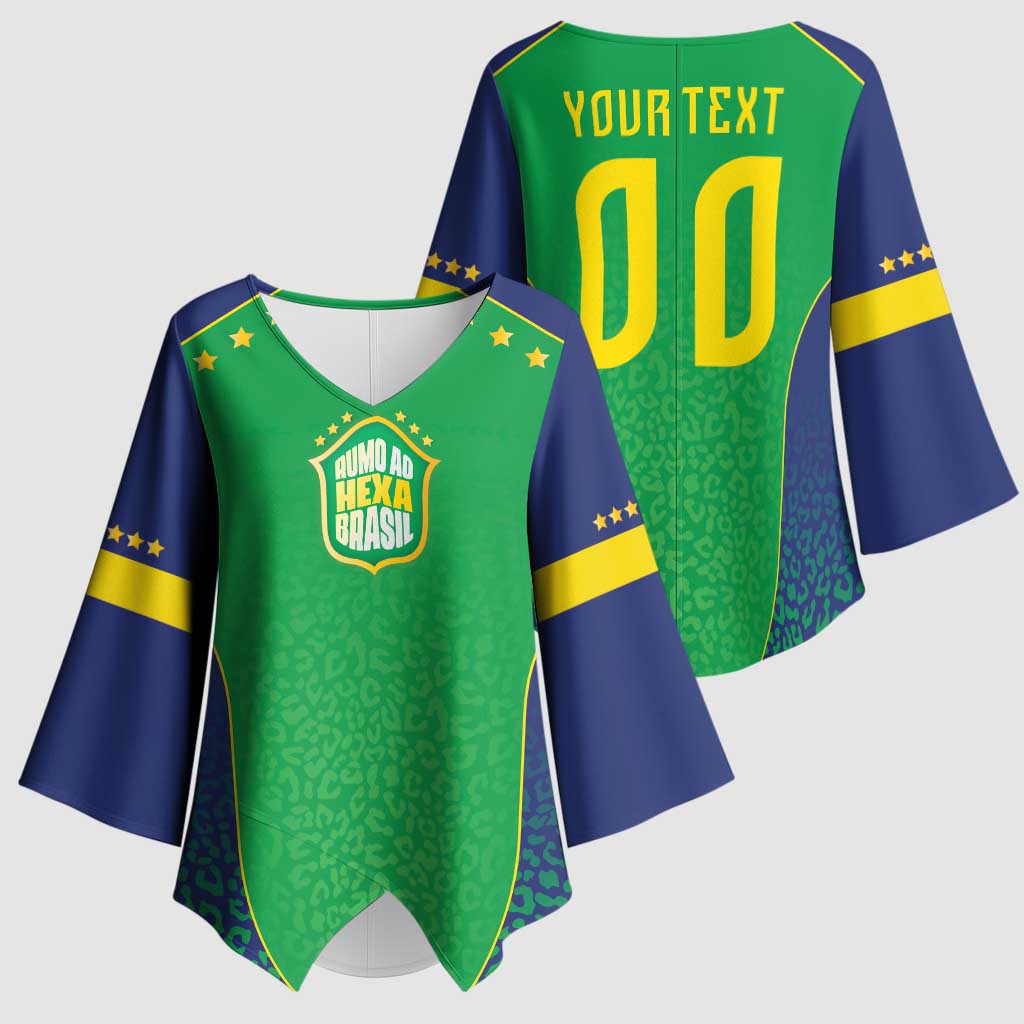 Custom Brazil Victory Dream Kimono Sleeve Blouse Rumo Ao Hexa