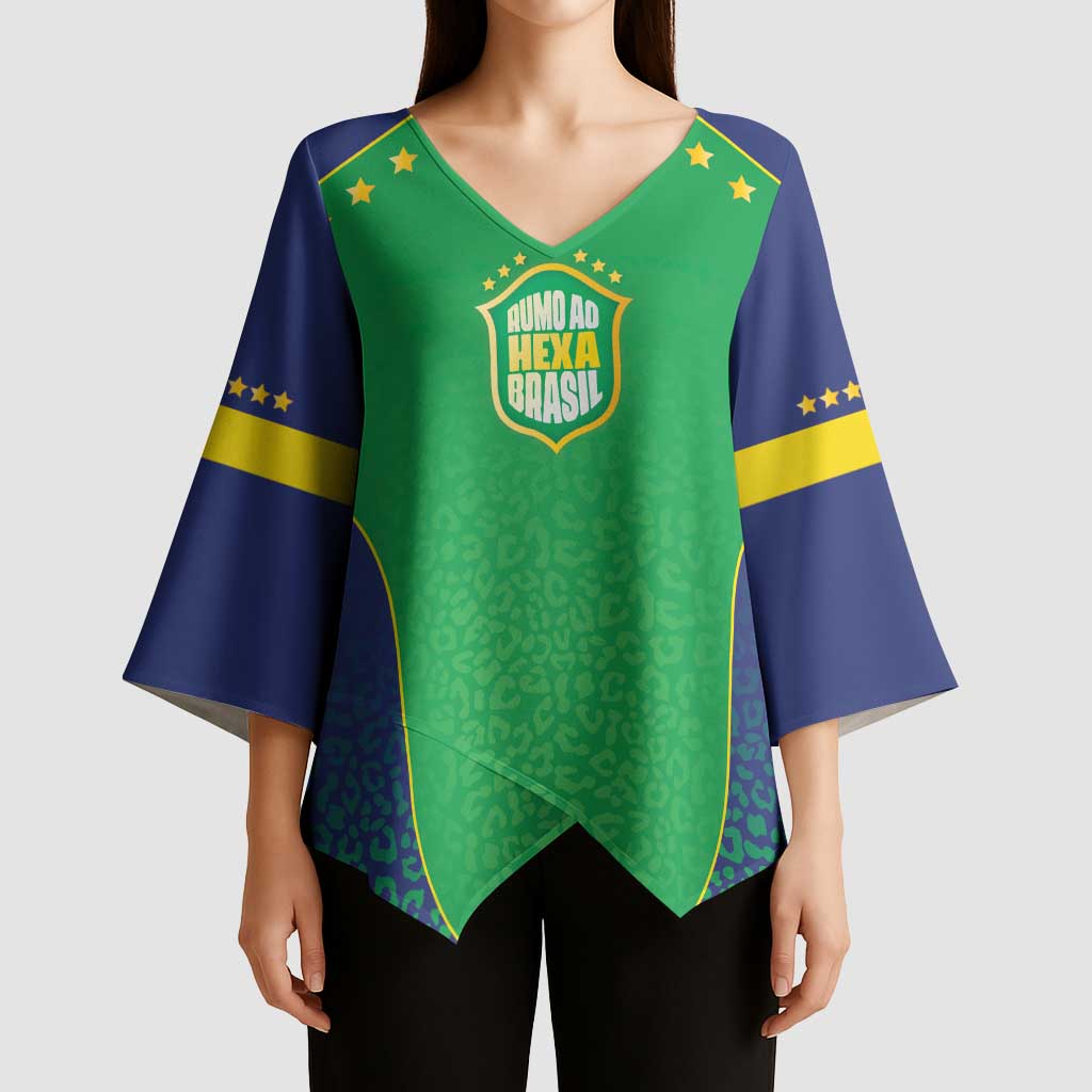 Custom Brazil Victory Dream Kimono Sleeve Blouse Rumo Ao Hexa