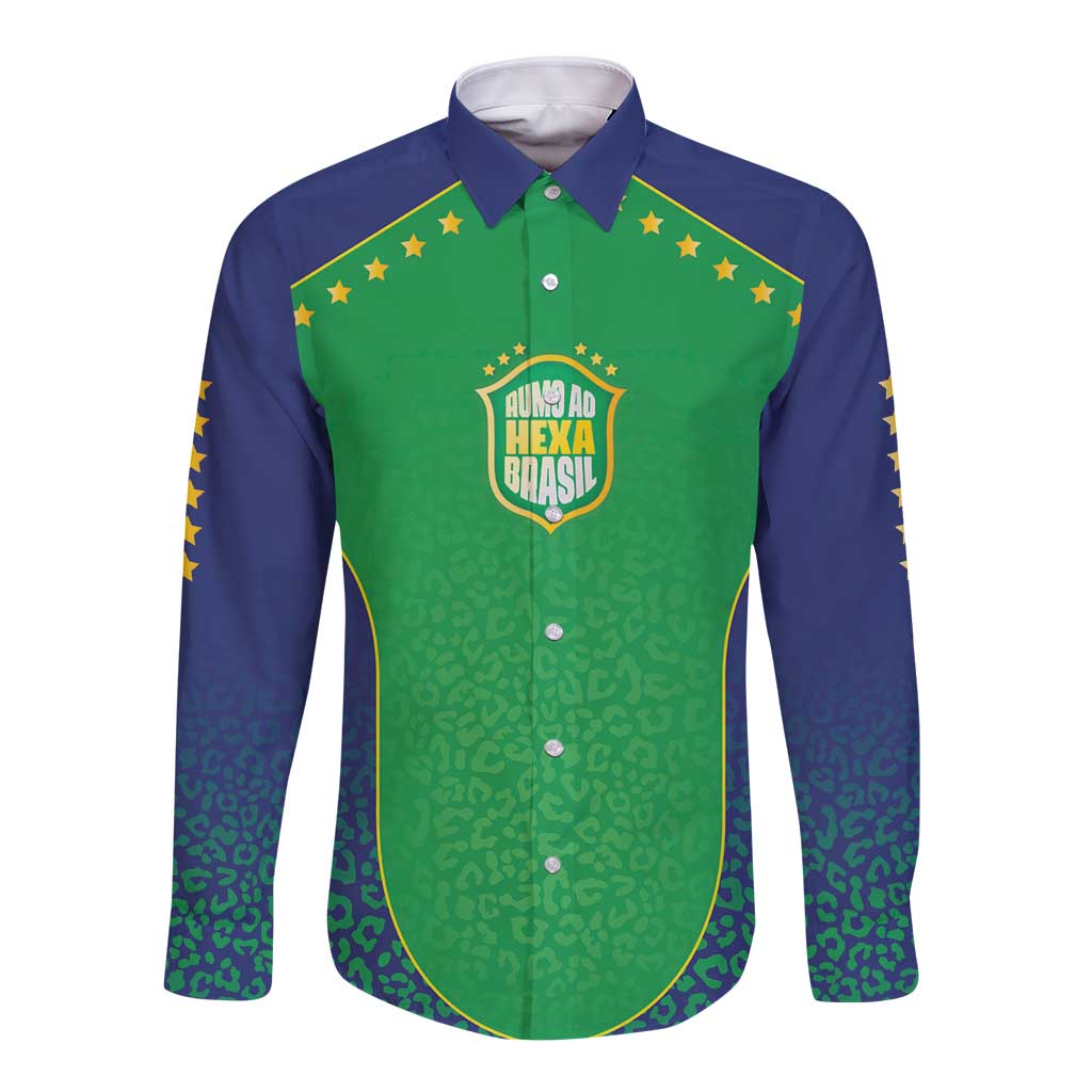 Custom Brazil Victory Dream Long Sleeve Button Shirt Rumo Ao Hexa