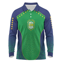 Custom Brazil Victory Dream Long Sleeve Polo Shirt Rumo Ao Hexa