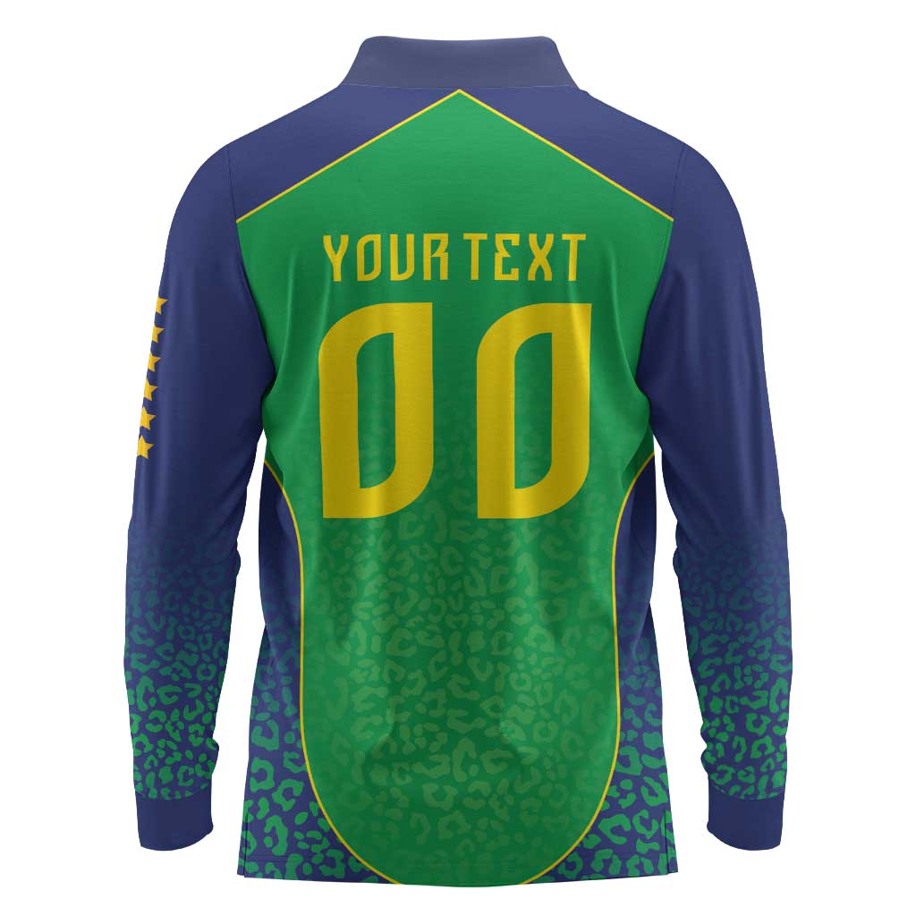 Custom Brazil Victory Dream Long Sleeve Polo Shirt Rumo Ao Hexa