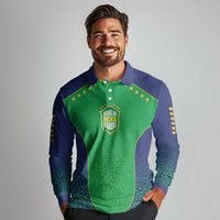 Custom Brazil Victory Dream Long Sleeve Polo Shirt Rumo Ao Hexa