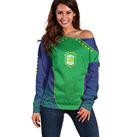 Custom Brazil Victory Dream Off Shoulder Sweater Rumo Ao Hexa