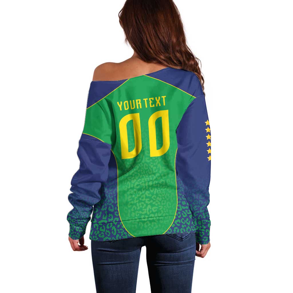 Custom Brazil Victory Dream Off Shoulder Sweater Rumo Ao Hexa