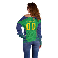 Custom Brazil Victory Dream Off Shoulder Sweater Rumo Ao Hexa