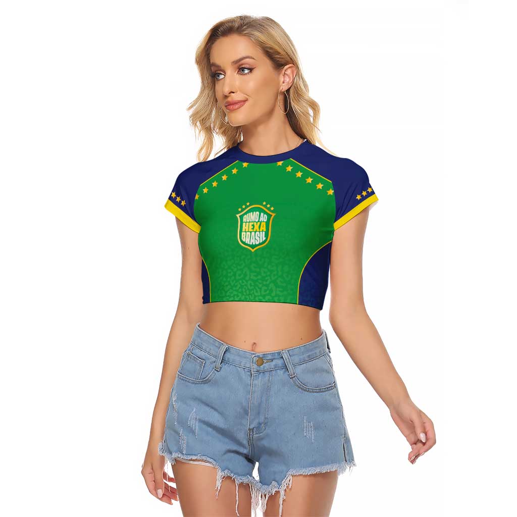 Custom Brazil Victory Dream Raglan Cropped T Shirt Rumo Ao Hexa