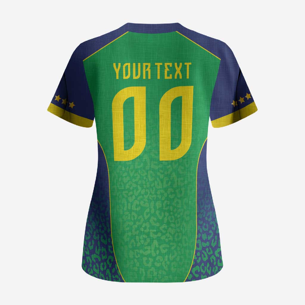 Custom Brazil Victory Dream Scrub Top Rumo Ao Hexa