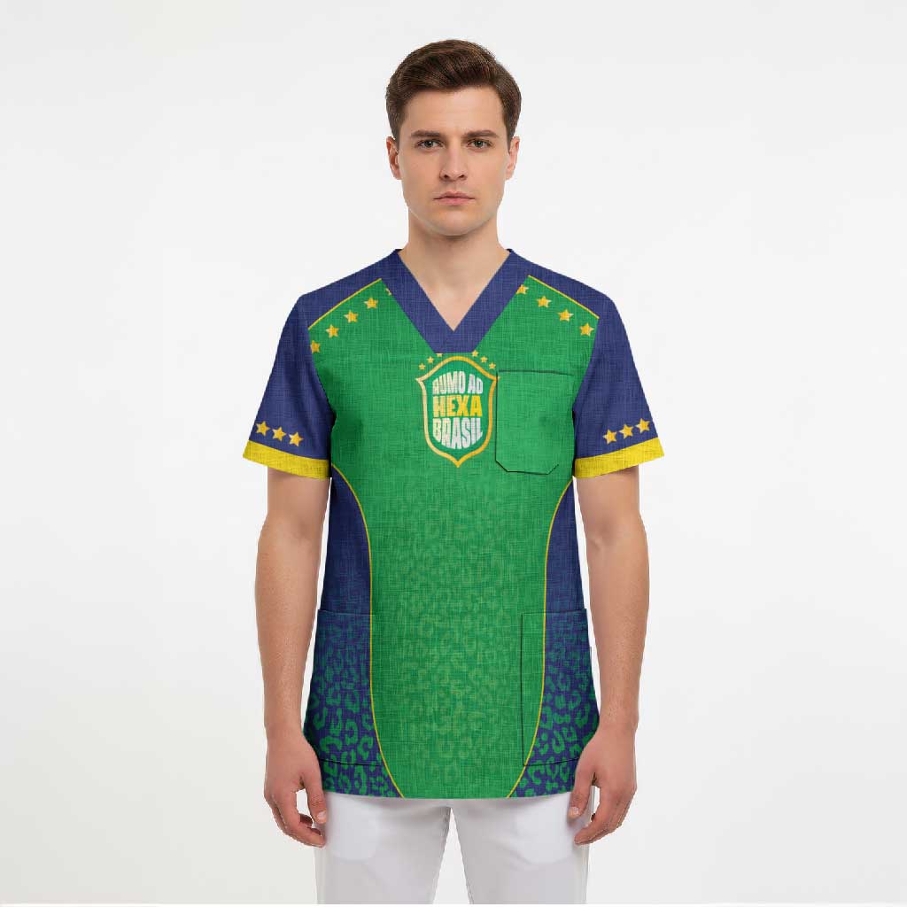 Custom Brazil Victory Dream Scrub Top Rumo Ao Hexa