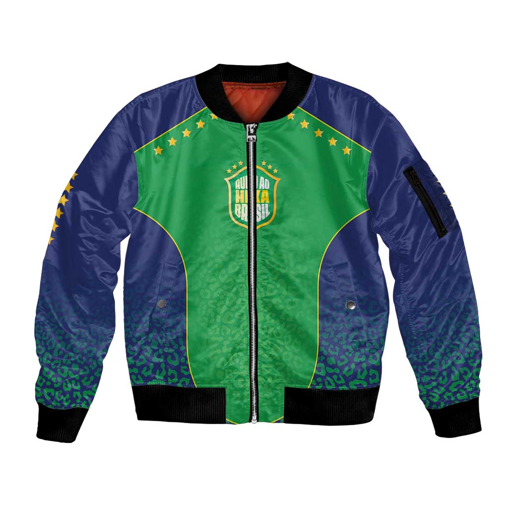 Custom Brazil Victory Dream Sleeve Zip Bomber Jacket Rumo Ao Hexa