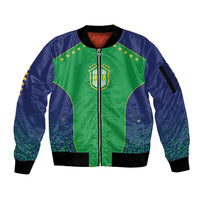 Custom Brazil Victory Dream Sleeve Zip Bomber Jacket Rumo Ao Hexa