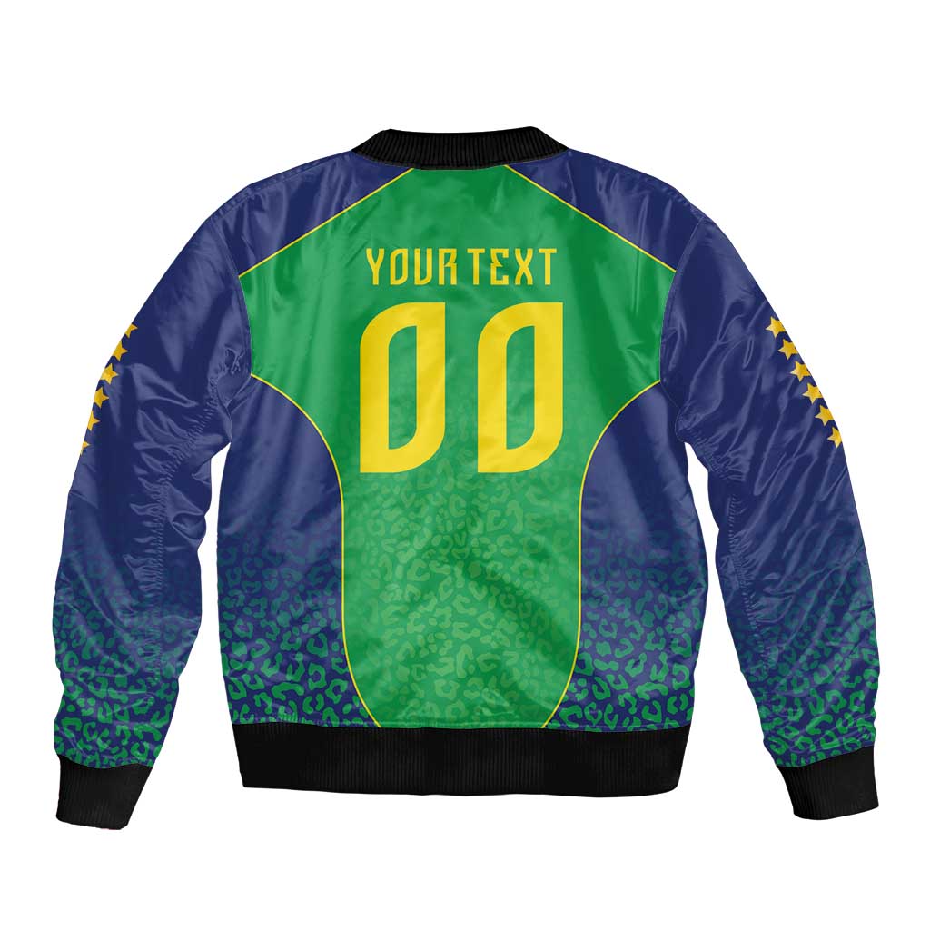 Custom Brazil Victory Dream Sleeve Zip Bomber Jacket Rumo Ao Hexa