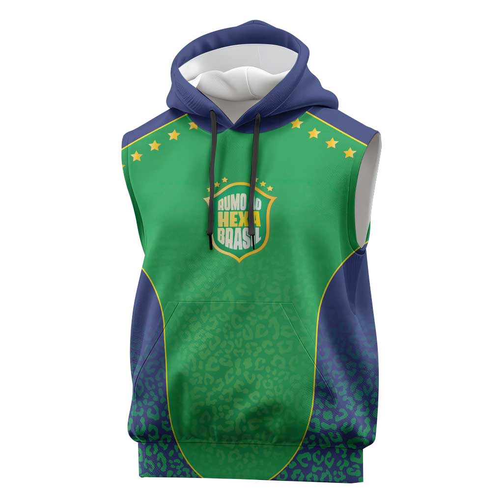 Custom Brazil Victory Dream Sleeveless Hoodie Rumo Ao Hexa